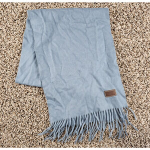 Vintage Y2K Coach Cashmere Scarf w/ Fringe Light Blue